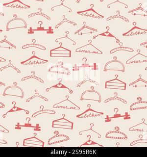 Doodle seamless clothes hangers pattern. Hand drawn cute sketchy style scribble. Graphic design element for scrapbook, fashion clothes shop web site, Stock Vector