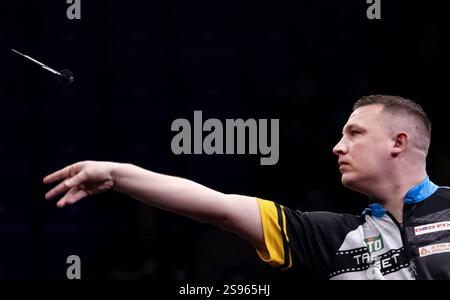 Chris Dobey during his first round match against Ryan Searle on day two