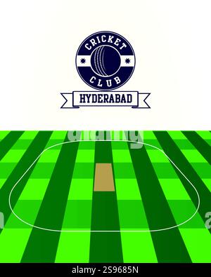 City of Hyderabad, India Cricket green field, Vector Illustration Abstract Editable image Stock Vector