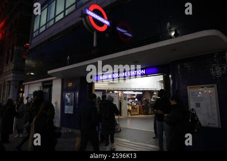 Sloane Square Station in London at night. Stock Photo