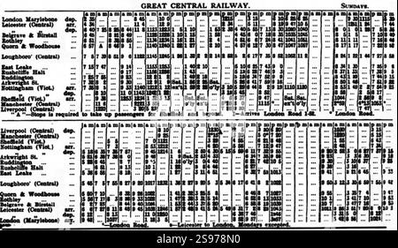 The Great Central Railway timetable for July 1919, published in the ...