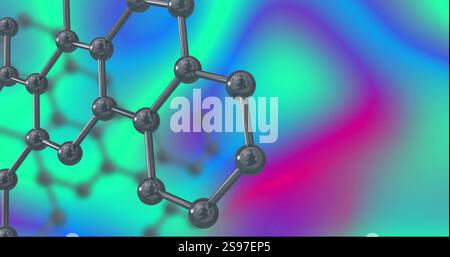Molecular structure image over colorful abstract background Stock Photo