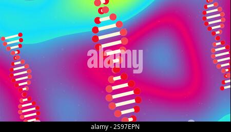 DNA strand image over vibrant, colorful abstract background Stock Photo