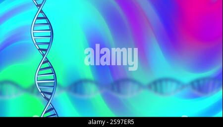 DNA strand image over colorful abstract background Stock Photo