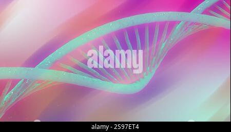 DNA strand image over colorful gradient background Stock Photo