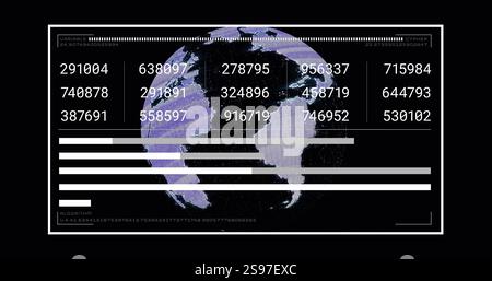 Digital data and algorithm image over rotating Earth with numerical codes Stock Photo
