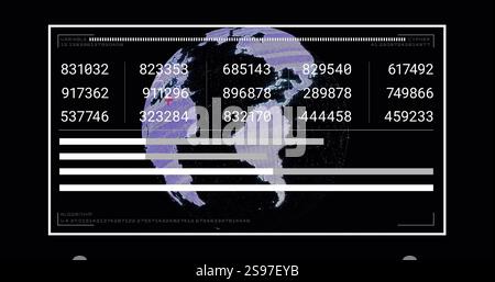 Digital data and algorithm image over rotating globe with numerical codes Stock Photo