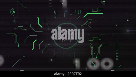 Binary code and bug icon image over dark background Stock Photo