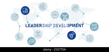 Leadership Development icon set work motivation planning passion leader improvement training business advancement design outline collection Stock Vector