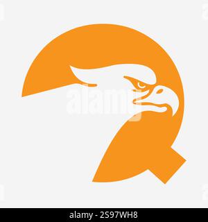 Initial Letter Q Eagle Logo. Eagle Head Logo Concept For Business Company Vector Template Stock Vector