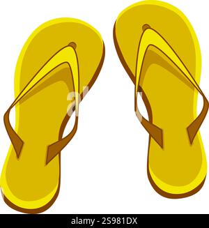 Yellow flip flops isolated on a white background. Vector illustration. Stock Vector