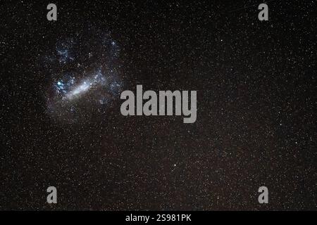 The Large Magellanic Cloud in the night sky over Blayney, Central West, NSW, Australia. Stock Photo