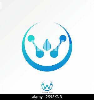Logo design graphic concept creative premium vector stock image graphic initial W font dot tech sport water drop circle monogram typography branding Stock Vector