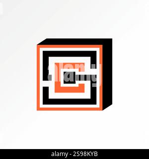 Logo design graphic concept creative premium vector stock image sell top initial SC or CS font line cut space block square monogram typography brand Stock Vector