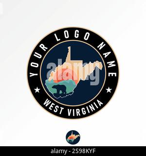 Logo design graphic concept creative premium vector stock image sell top west viginia maps bear wildlife animal scenic country forest tourism epic usa Stock Vector