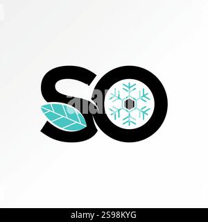 Logo design graphic concept creative premium vector stock image graphic letter SO font connect leaf and snow season ice ac monogram typography service Stock Vector