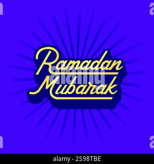 Ramadan Kareem logo with hand drawn lettering gold text on purple background. Islamic religious festival holy Ramadan banner, poster, greeting card Stock Vector