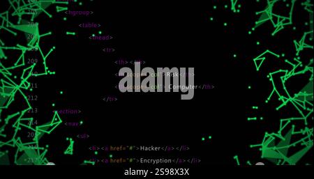 Image of data processing over shapes moving Stock Photo