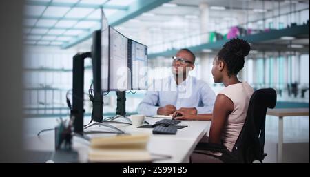 Analyst Working With Spreadsheet Business Data On Computer Stock Photo