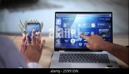 Smart Security System And CCTV Camera On Phone Stock Photo