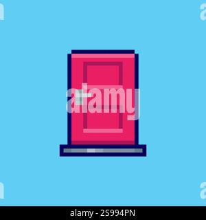 Pixel art red door game asset design Stock Vector