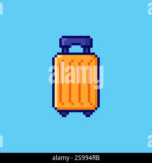 Pixel art Travel Suitcase game asset design Stock Vector