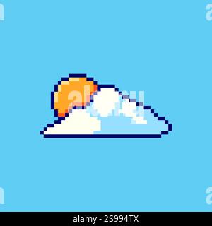 Pixel art Sunny Cloud Icon game asset design Stock Vector