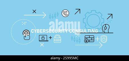 Cybersecurity Consulting concept highlighting cyber protection data security privacy management and IT consulting for threat prevention and risk Stock Vector