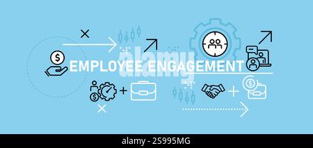 Employee Engagement concept highlighting workplace motivation talent retention recruitment strategy and corporate culture for workforce management and Stock Vector