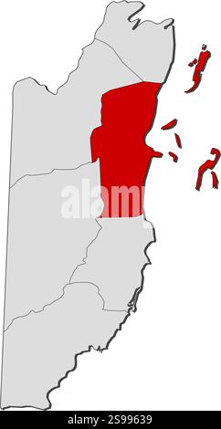 Belize - white 3D silhouette map of country area with dropped shadow on ...