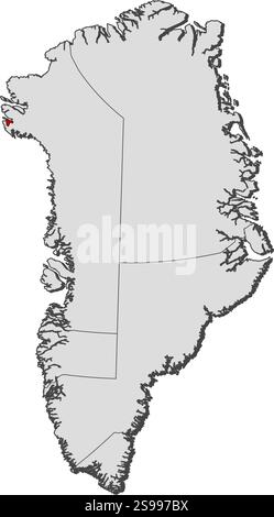 Thule Base Map Map of Greenland with the provinces, Thule Air Base is highlighted by ...