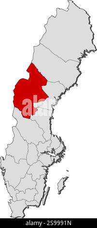 Map of Sweden with the provinces, Jämtland County is highlighted by ...