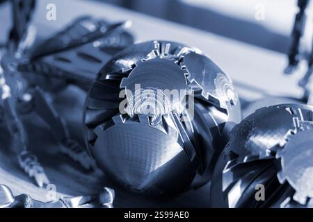 Art object printed on 3D printer close-up. Art creative model created on 3D printer from molten plastic closeup. Three-dimensional 3D printing. Modern new 3D printing technologies. Additive technology Stock Photo