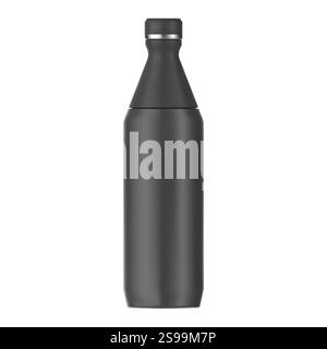 Insulated water flask, stainless thermos vector mockup. Realistic reusable thermal container blank for branding. Hot or cold beverage vacuum bottle, p Stock Vector