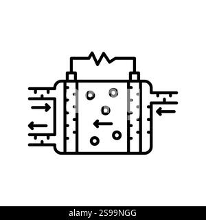 Solid Oxide Electrolyzer Technology (SOEC) line black icon.  Sign for web page, mobile app, button, logo. Vector isolated button. Editable stroke. Stock Vector