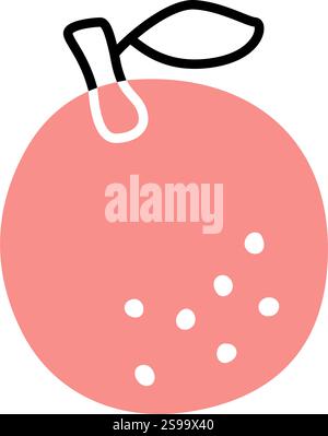 Citrus orange or grapefruit doodle icon hand drawn with black line icon hand drawn in a modern minimalistic style isolated on white background. Vector Stock Vector