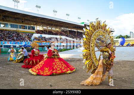 2025 Sinulog festival in Cebu, Philippines -Queen contestants after performance Stock Photo