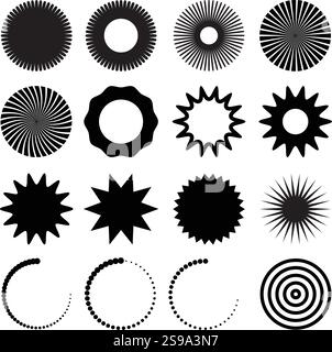 Circles. Set of 16 Editable Vector Circle Design Elements, Star ...