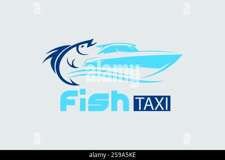 Fish Taxi Logo Design Professional & Classic Stock Vector