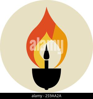 A stylized vector illustration of a burning flame with abstract shapes in red, orange, and yellow, symbolizing energy and passion Stock Vector