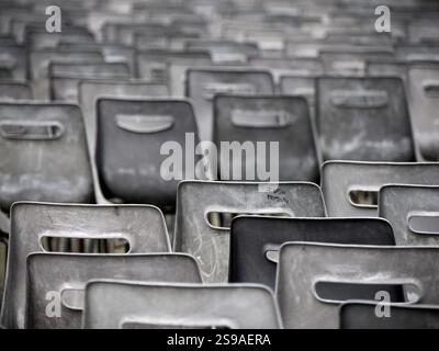 many attendance chairs seats empty detail Stock Photo
