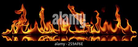 Flames of fire on a black background Stock Photo