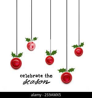 Creative concept photo of Christmas baubles made of buttons on a white background Stock Photo