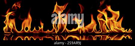 Flames of fire on a black background Stock Photo