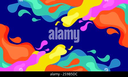Dynamic Abstract Background with Colorful Splashes and Flowing Wavy Shapes Stock Vector