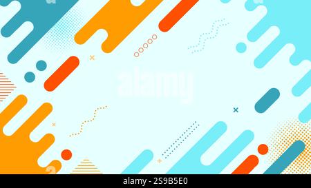 Memphis vector, Abstract Colorful Paint Splash Pattern with Geometric Memphis Design Background. Stock Vector