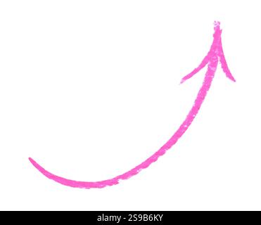 One pink drawn arrow isolated on white Stock Photo