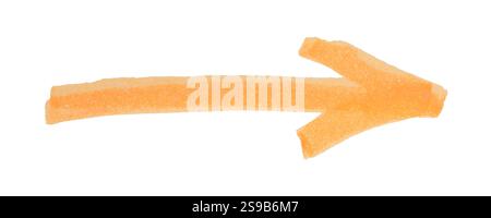 One orange drawn arrow isolated on white Stock Photo