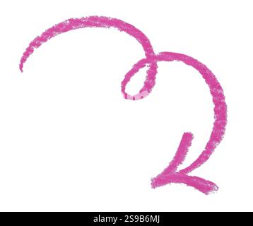One pink drawn arrow isolated on white Stock Photo