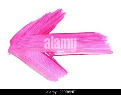 One pink drawn arrow isolated on white Stock Photo
